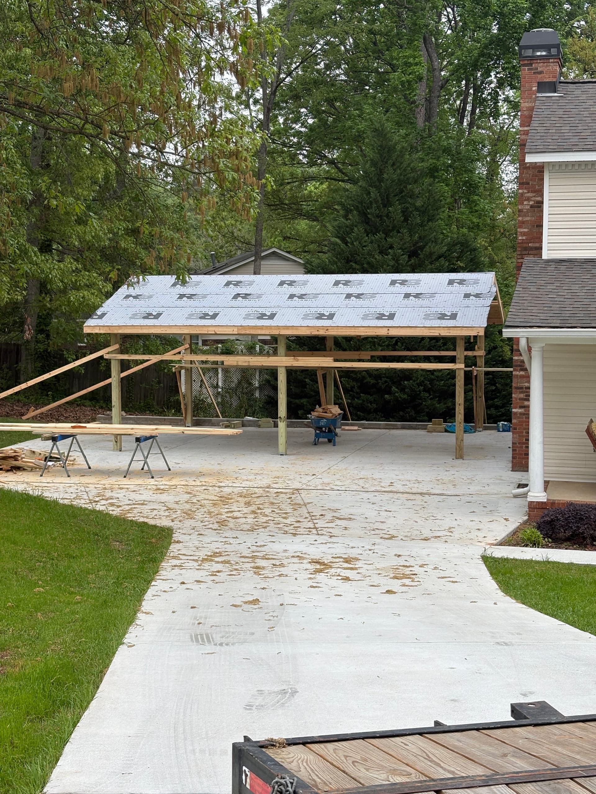 24x16 Custom Carport Built to Match the Home