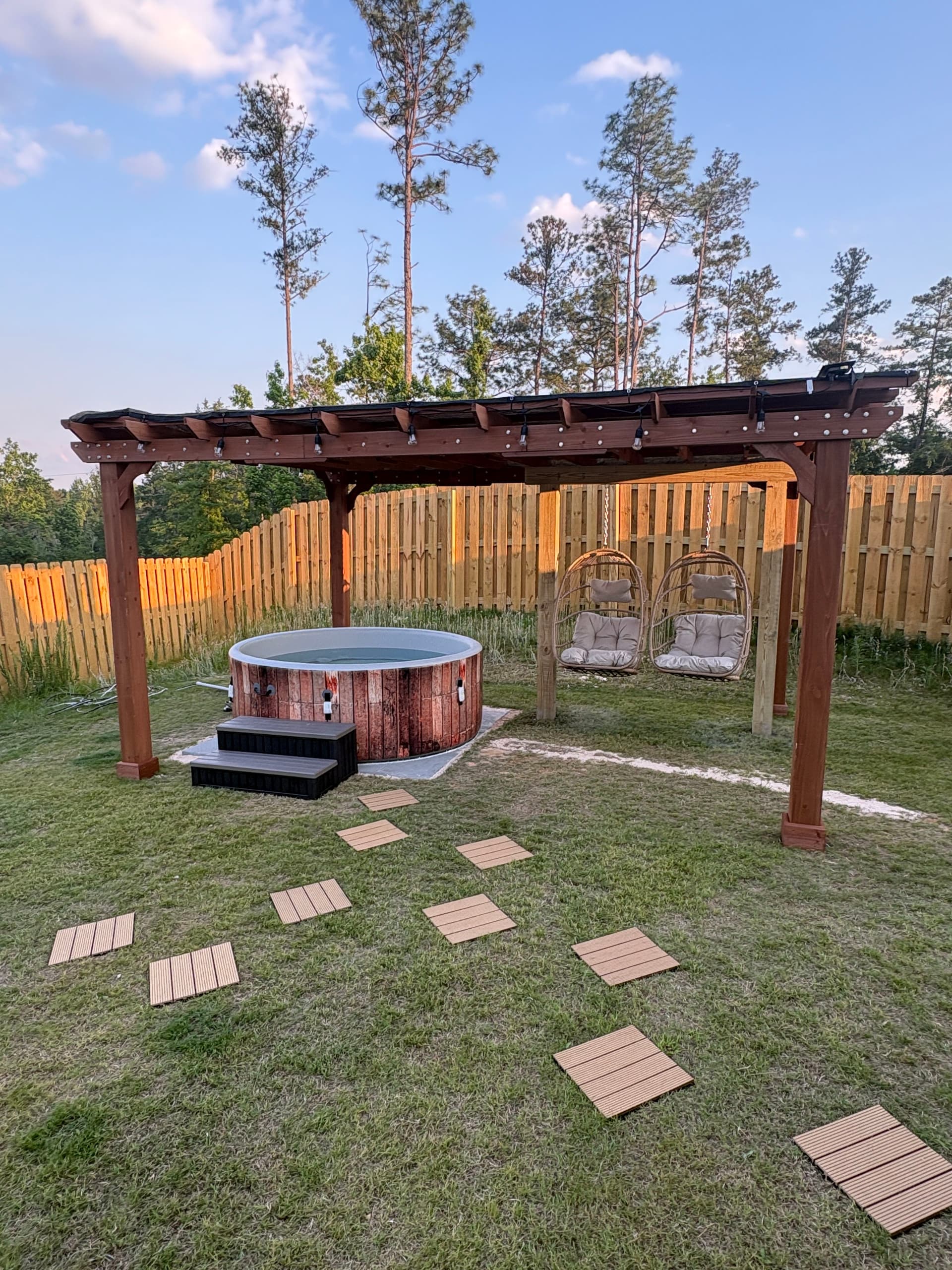 Pergola Build with Hot Tub Pad and Power Run image